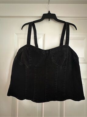 Black Denim Corset Top